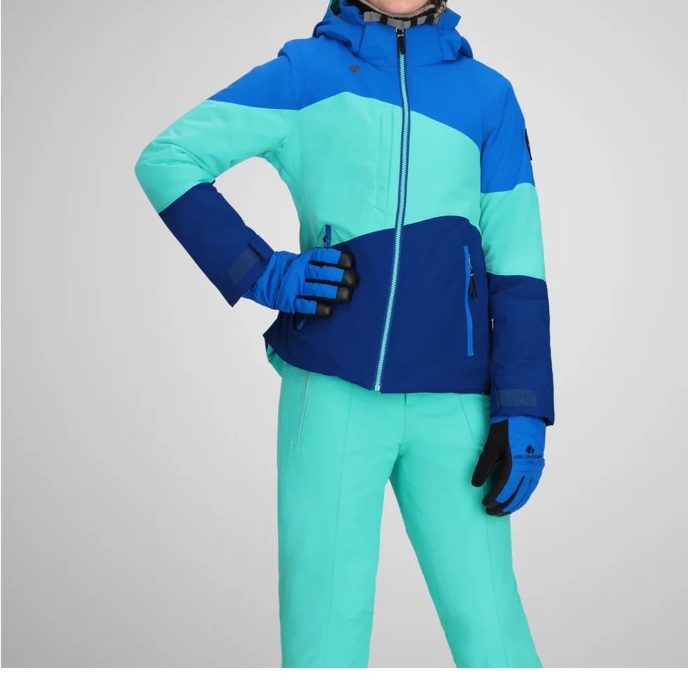 NWT Obermeyer Reese girl/teen  Blue and Aqua Ski Jacket: MED.